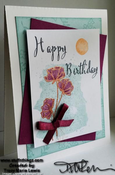 Purple Spring Flowers Happy Birthday Card | Tracy Marie Lewis | www.stuffnthingz.com