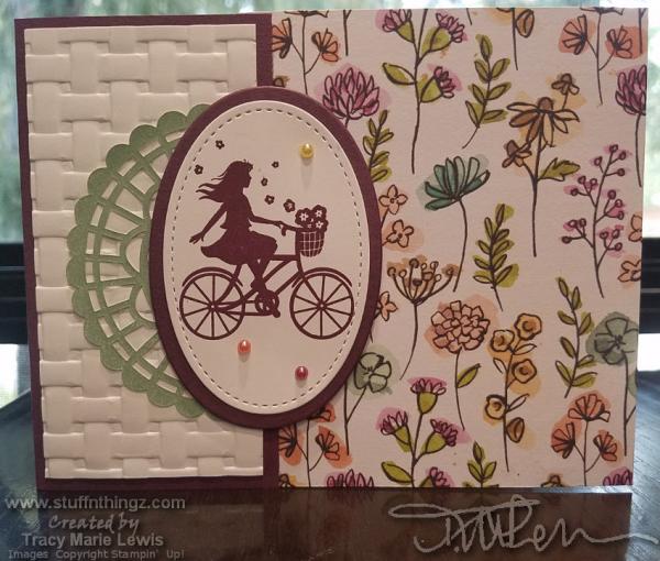 Happy Girl On A Bicycle Card | Tracy Marie Lewis | www.stuffnthingz.com