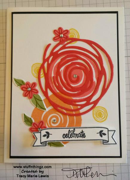 Floral Swirls Celebrate Card | Tracy Marie Lewis | www.stuffnthingz.com