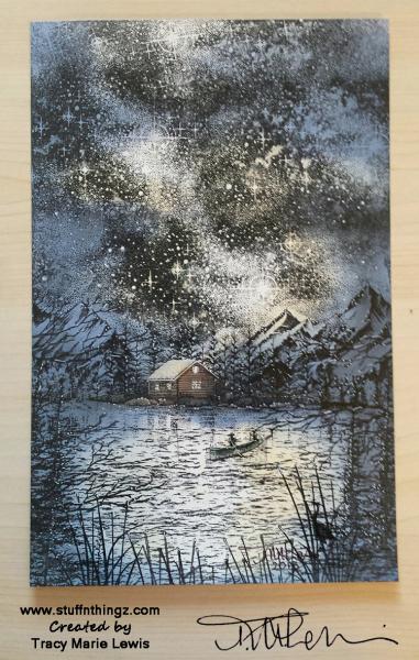 Night Stampscape Scene | Tracy Marie Lewis | www.stuffnthingz.com