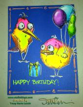 Flourescent Bird Crazy Birds Birthday Card | Tracy Marie Lewis | www.stuffnthingz.com