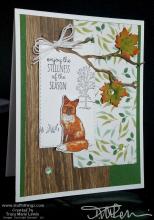 Fall Leaves & Wood Grain Fox Card  | Tracy Marie Lewis | www.stuffnthingz.com