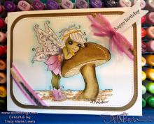 Pink Mushroom Fairy Birthday Card | Tracy Marie Lewis | www.stuffnthingz.com