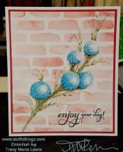 Cheerful Blue Floral Enjoy Your Day Card | Tracy Marie Lewis | www.stuffnthingz.com